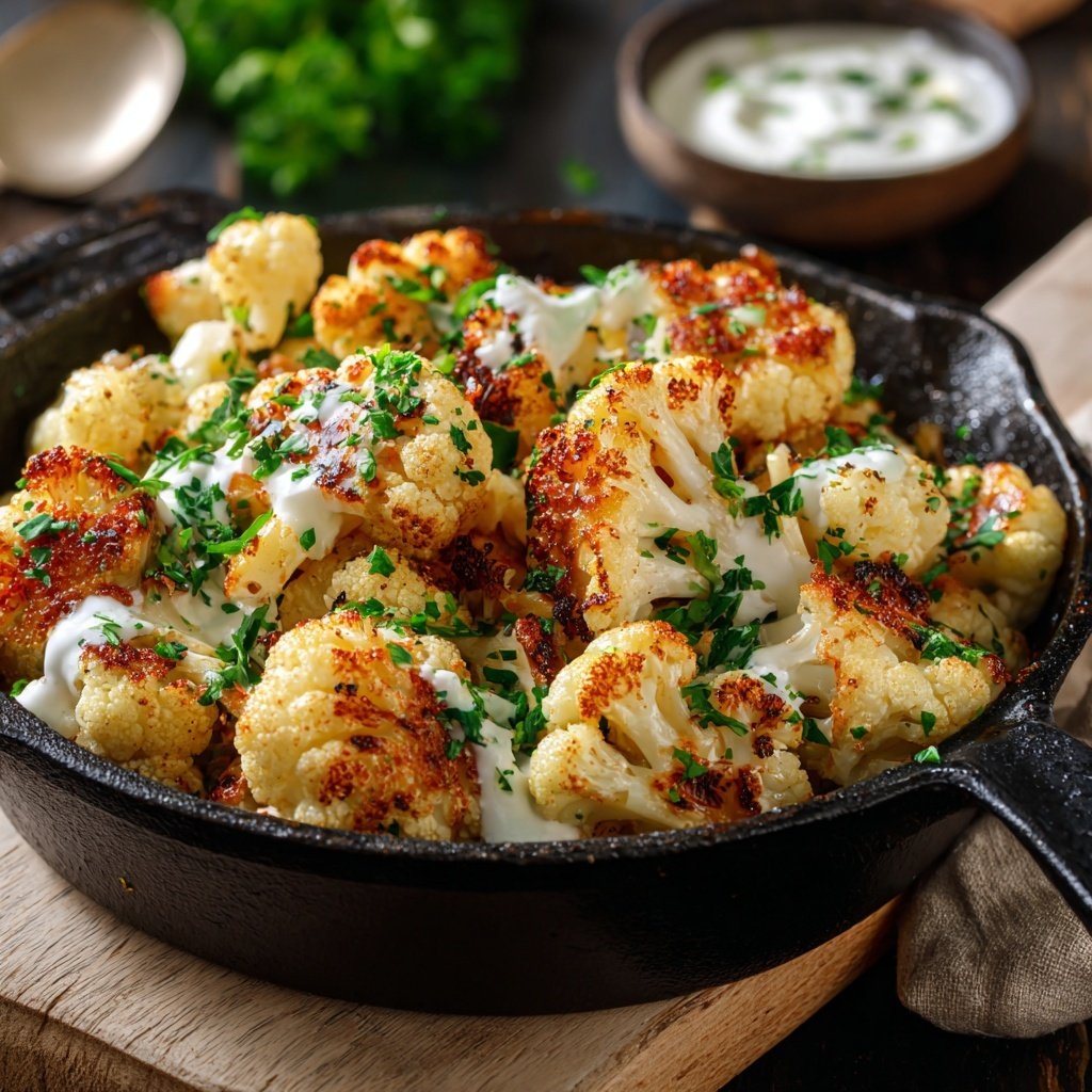 Blumenkohl Pfanne Mit Zitronen Joghurt