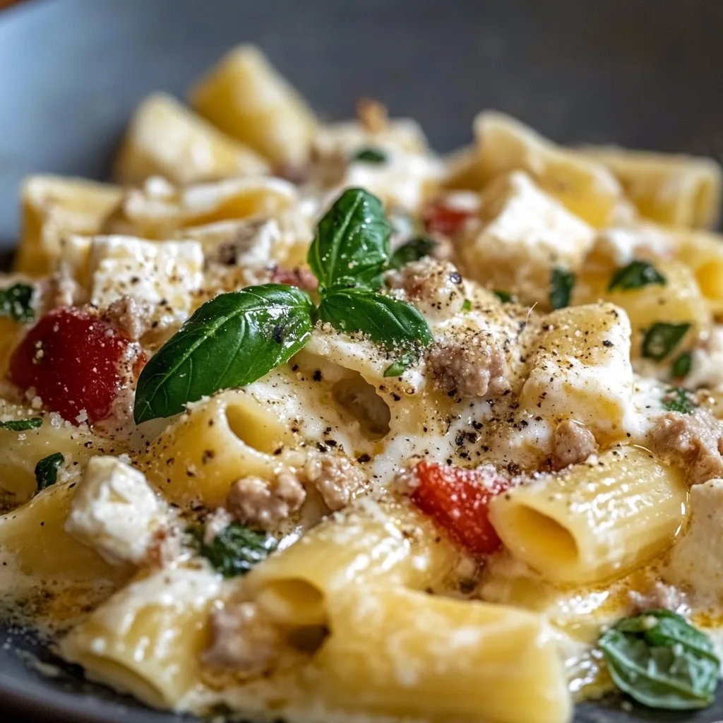 Rigatoni in Hack-Feta-Creme