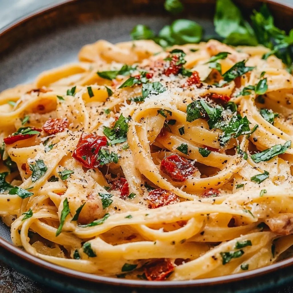 Cremige Pasta mit sonnengetrockneten Tomaten (Vegan)