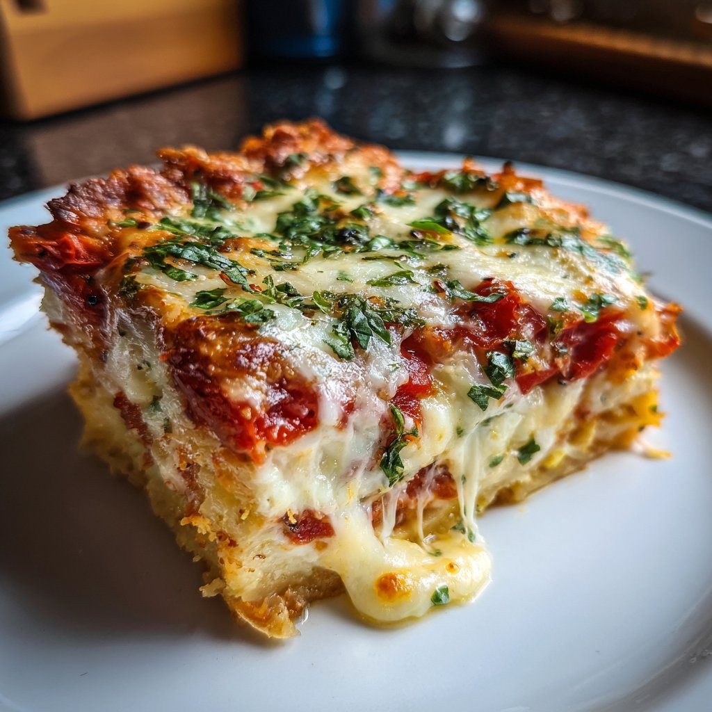 Nudelauflauf mit Tomaten und Mozzarella