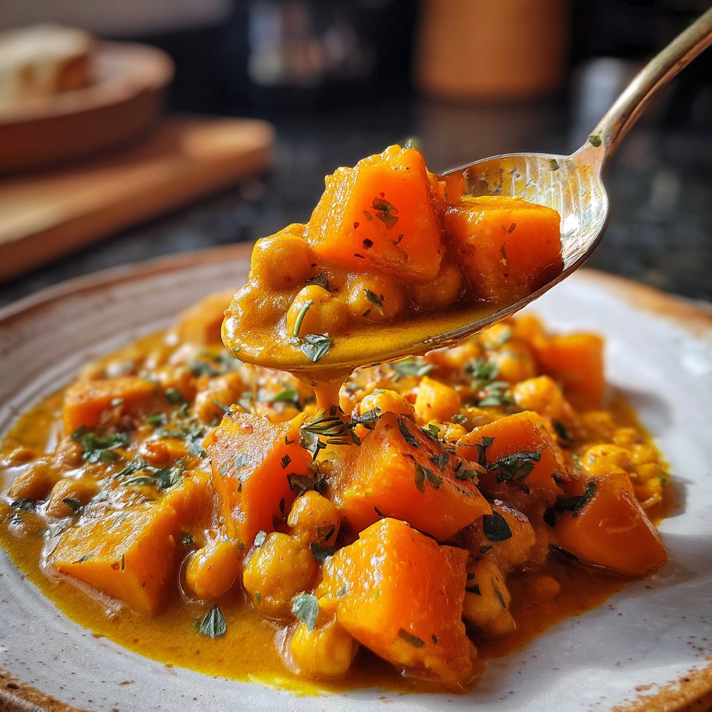 Curry mit Kürbis und Kichererbsen