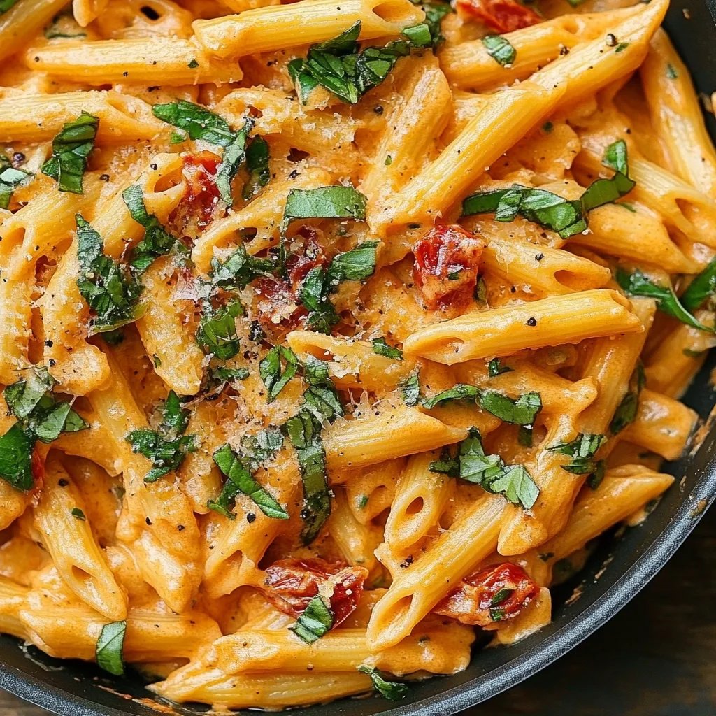 Cremige Sonnengetrocknete Tomaten-Vegan-Pasta