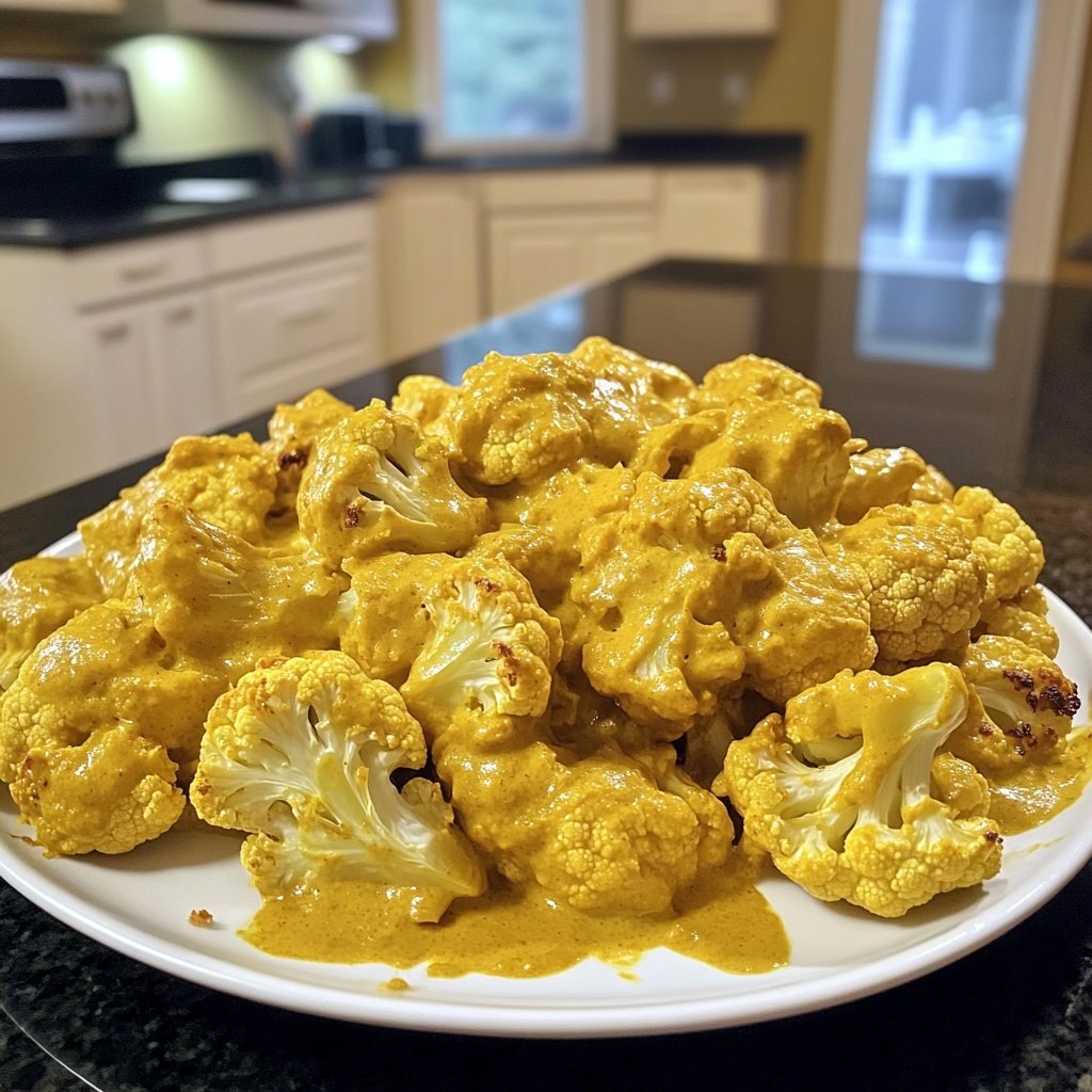 Im Ofen geschmorter Blumenkohl mit Kokos-Currysauce