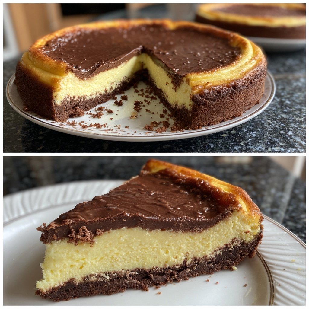 Käsekuchen mit Schokoladenboden
