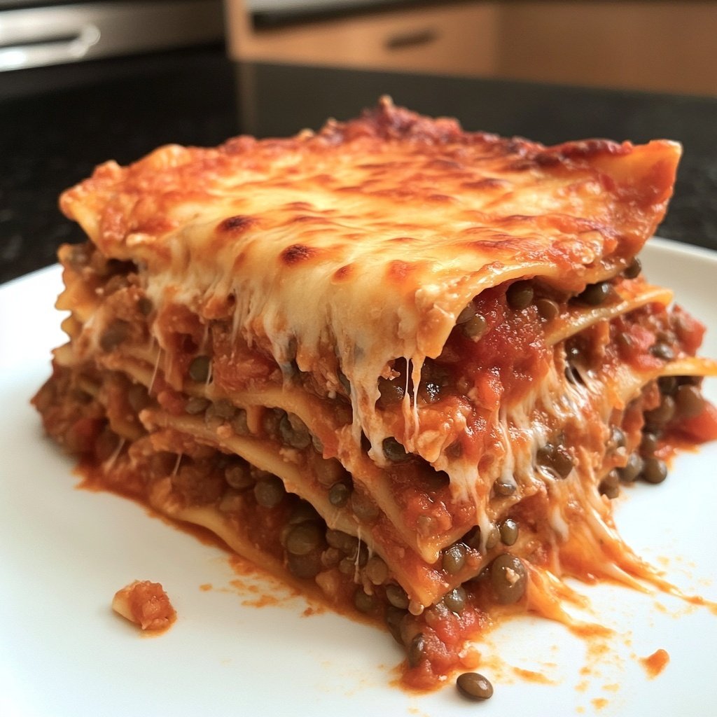 Lasagne mit Linsen-Tomatensauce