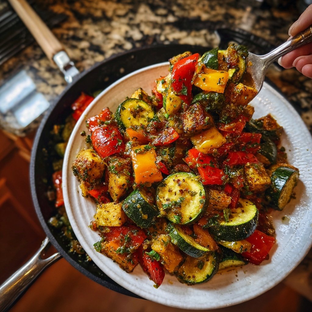Abendessen mit Gemüsepfanne